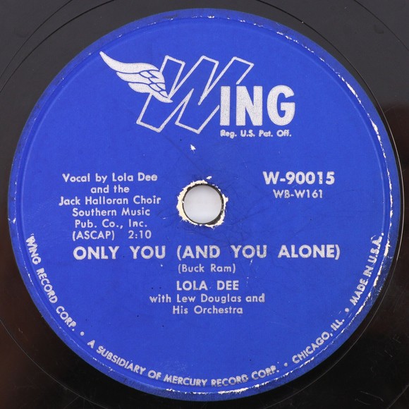 Lola Dee, Paper Roses / Only You (And You Alone) 1955  10" 78 rpm Record W-90015 - Picture 3 of 15